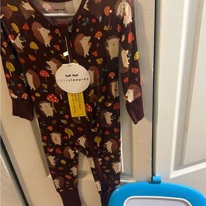 Little Sleepies Maroon Hedgehog and Mushroom Footie